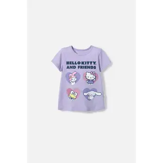 HELLO KITTY - Camiseta de lila estampada en frente para niña 2T a 5T