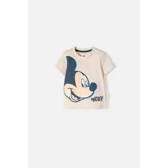 DISNEY - Camiseta de Mickey Mouse manga corta almendra para bebé niño