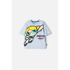 GENERICO - Camiseta de las Chicas Superpoderosas azul estampada en frente para niña