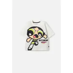 GENERICO - Camiseta de las Chicas Superpoderosas marfil manga corta para niña