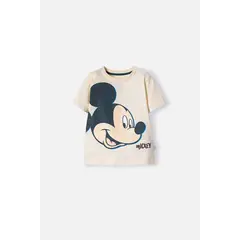 DISNEY - Camiseta de Mickey Mouse marfil oscuro manga larga para niño 2T a 5T