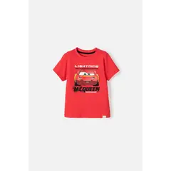 DISNEY - Camiseta de Cars cuello redondo roja para niño de 2T a 5T