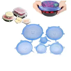 SKY - Tapas Elásticas Silicona Set 6 Sellado Alimentos Recipiente