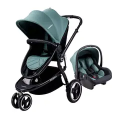 CARESTINO - Coche Ferro V2 Verde con Porta bebé y Moisés