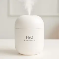 GENERICO - Humidificador H₂O Luz Led color Blanco 220ml + 1 Esencia Hidrosoluble