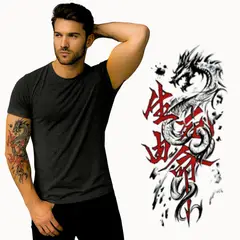 GENERICO - Tatuaje Temporal Unisex de Dragón Estilo Oriental