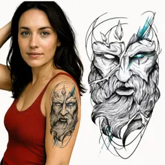 GENERICO - Tatuaje Temporal Dios Zeus Realista y Duradero