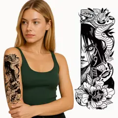 GENERICO - Tatuaje Temporal Unisex Serpiente Estilo Anime