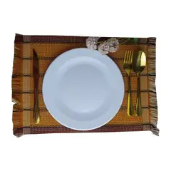 GENERICO - Individuales Set X 6 En Hilo Elaborados A Mano En Telar Ocre Terracota Beige