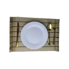 GENERICO - Individuales Set X 6 En Hilo Elaborados A Mano En Telar Camel Beige Doble Faz