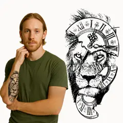 GENERICO - Tatuaje Temporal Unisex León & Reloj