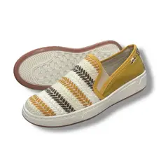 XIAN SHOES - Mocasin hombre trenza beige mostaza