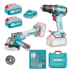 TOTAL - Kit Taladro 96nm + Pulidora 1000w + Accesorios