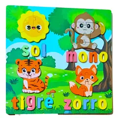 GENERICO - Rompecabezas 4 Animales De La Selva Para Niños