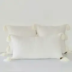 NOSSARENA - Set x 3 cojines Roberta 75x40cm y 50x50cm color blanco