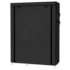 GENERICO - Closet Armable Portatil R07 Entrepaños Tela Ecologica Negro
