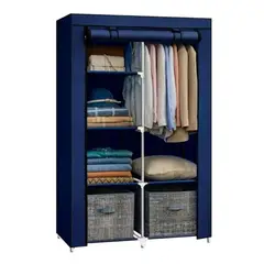 GENERICO - Closet Armable Portatil R07 Entrepaños Tela Ecologica Azul