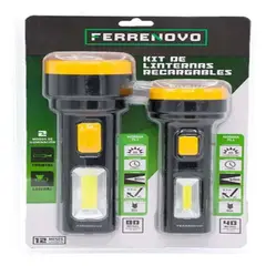 FERRENOVO - Kit Linternas Recargables Doble Iluminación - FN-25502