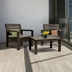 RIMAX - Combo Balcón 2 Sillones + Mesa de Centro - Wengue