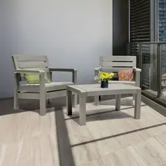 RIMAX - Combo Balcón 2 Sillones + Mesa de Centro - Gris Cemento