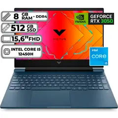 HP - PORTÁTIL GAMER VICTUS INTEL CORE I5-12450H 8GB RAM 512GB SSD RTX 3050 4GB 15,6 FHD WINDOWS 11