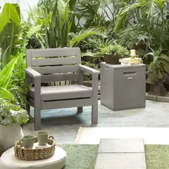 RIMAX - Combo Balcón Sillón + Baúl de 100 litros - Gris Cemento