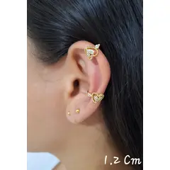 GENERICO - Aretes Earcuff De Corazon Circon Blanco En Rodio + Caja