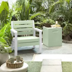 RIMAX - Combo Balcón Sillón + Baúl de 100 litros - Verde Salvia