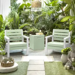 RIMAX - Combo Balcón 2 Sillones + Baúl de 100 litros - Verde Salvia