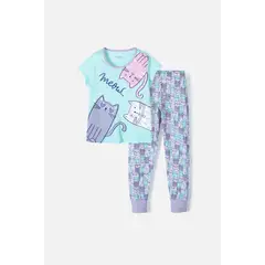 MIC - Pijama de con pantalón largo azul y morada para niña