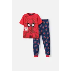 MARVEL - Pijama de Spider-man con pantalón largo rojo para niño