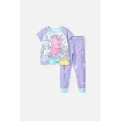 HASBRO - Pijama de Peppa Pig de pantalón largo lila para niña 2T a 5T