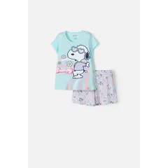 SNOOPY - Pijama con short multicolor para niña