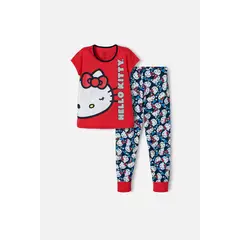 HELLO KITTY - Pijama de roja y azul de pantalón largo para niña