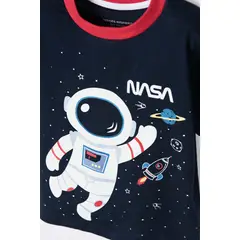 NASA - Pijama de la con pantalón largo azul y rojo para niño 2T a 5T