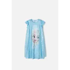 DISNEY - Pijama de Frozen azul manga sisa con bolero para niña