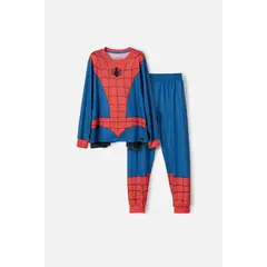 MARVEL - Pijama de Spiderman azul roja y negra manga larga para niño