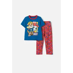NICKELODEON - Pijama de Paw Patrol con pantalón largo azul y rojo para niño 2T a 6T