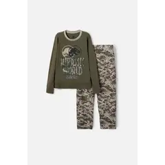 UNIVERSAL - Pijama de Jurassic World verde de manga larga para niño