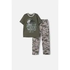 UNIVERSAL - Pijama de Jurassic World verde de camiseta manga corta para niño
