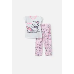 HELLO KITTY - Pijama de blanca y rosada de camiseta manga corta para niña 2T a 5T