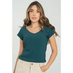 RAGGED - Top rib emilia Verde oscuro