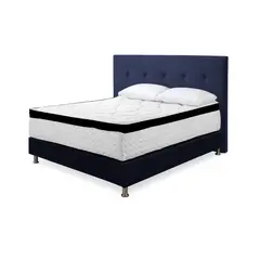 HIGH CLASS - Combo Menphis Sencillo Almohada Base y Cabecero Azul