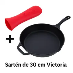 VICTORIA - Combo Sartén de Hierro Fundido de 30 Cm + Mango de Silicona 33644