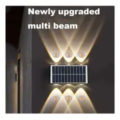 MILOPTS - Lámpara Con Panel Solar Exterior Luz Cálida 3 Bombillas Decorativa
