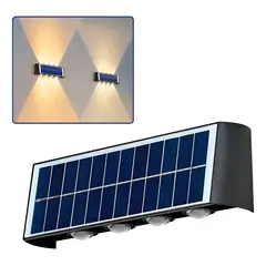 MILOPTS - Lámpara Panel Solar Pared Exterior 4 Bombillas Luz Cálida