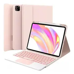 GENERICO - Forro Estuche Funda Con Teclado Touchpad Para iPad Pro 11 M4 2024 Rosa