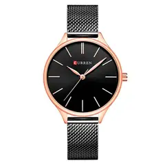 CURREN - Reloj Análogo KREB732001 Acero Inoxidable Negro y dorado para Mujer