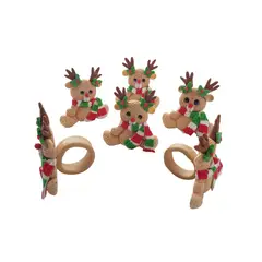 ARTESANAL - SERVILLETEROS NAVIDEÑOS X 6 UNIDADES RENOS