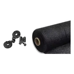 GENERICO - Polisombra Negra 80% 4m X100m Largo + 100 Broches Plasticos